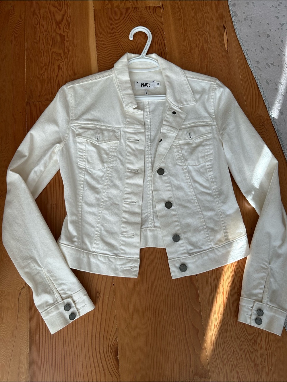 PAIGE Cream White Denim Jacket with Metal Buttons XS
